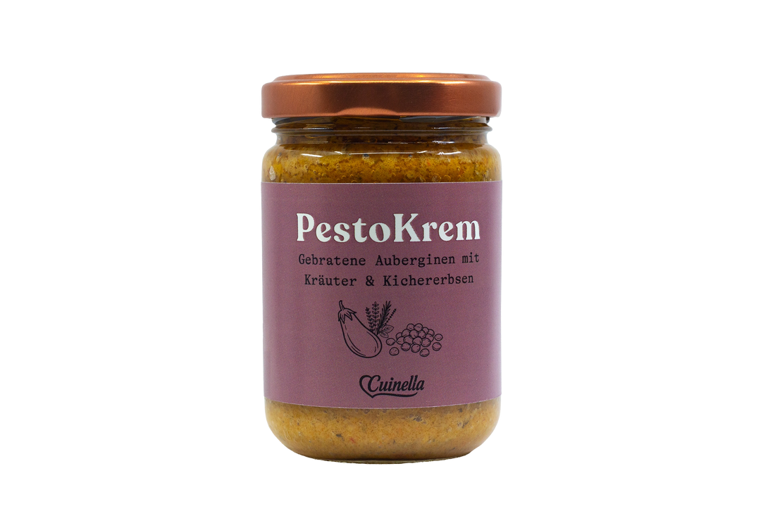 PestoKrem - Gebratene Aubergine mit Kräutern & Kichererbsen