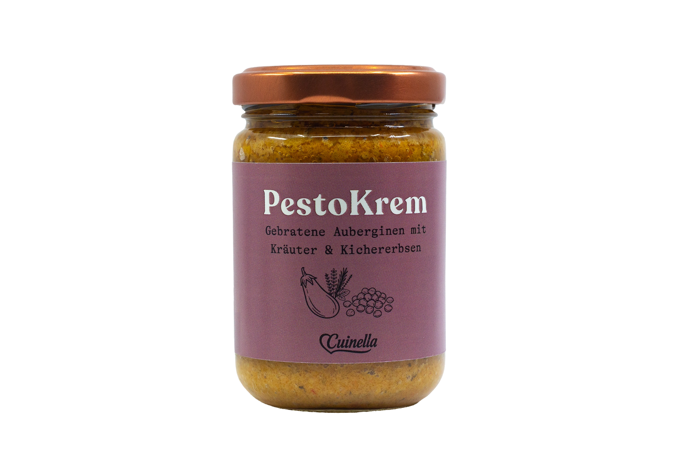 PestoKrem - Gebratene Aubergine mit Kräutern & Kichererbsen