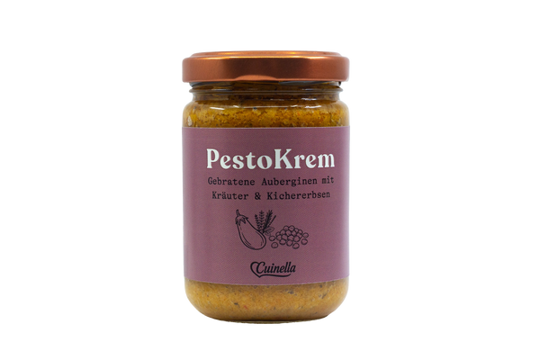PestoKrem - Gebratene Aubergine mit Kräutern & Kichererbsen