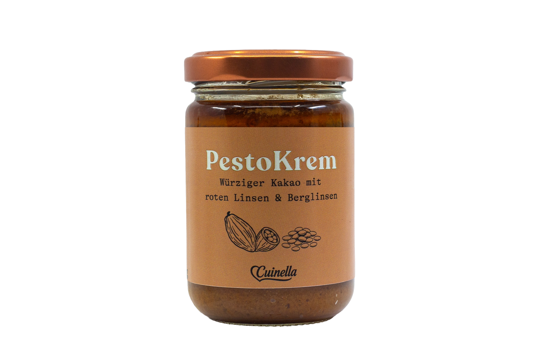 PestoKrem - Würziger Kakao mit roten Linsen & Berglinsen